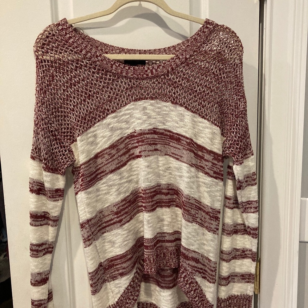 burgundy and white stripped sweater